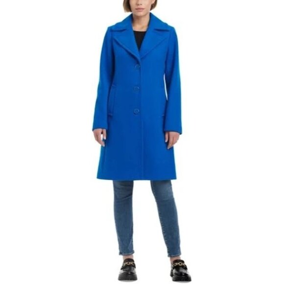 🆕KATE SPADE Double Breasted Wool Blend Coat Blue X-Large 14 - Picture 2 of 13